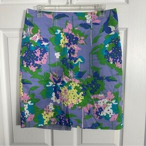 Tommy Hilfiger sz 12 pencil skirt, floral, cotton, striped poly lining, spring